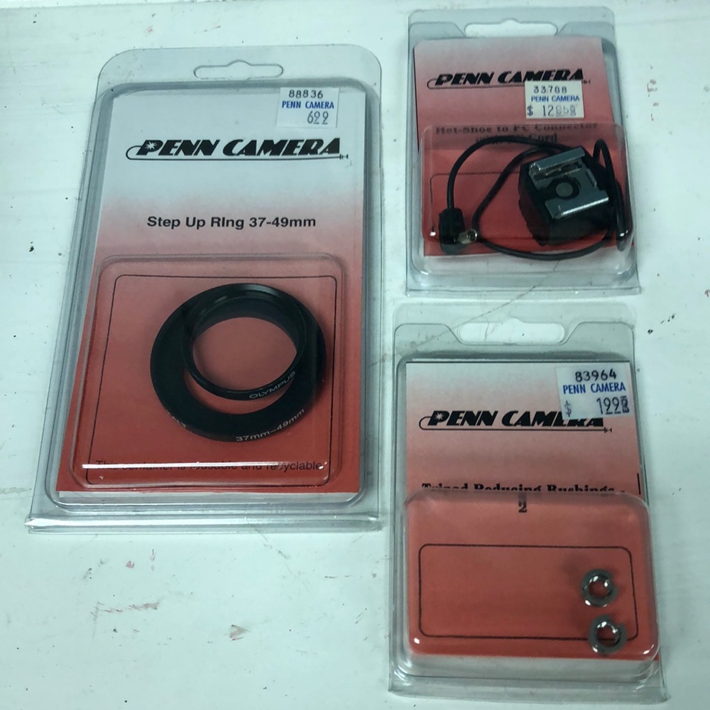 Penn Camera lot set up ring + hot-shoe to Pc connector + tripod reducing